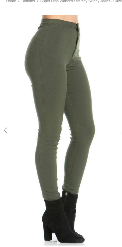 JC JQ High Waist Super stretchy Olive Jagging jeans