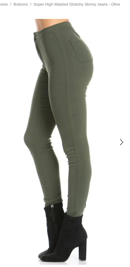 JC JQ High Waist Super stretchy Olive Jagging jeans