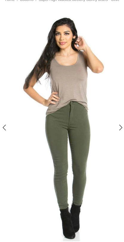 JC JQ High Waist Super stretchy Olive Jagging jeans