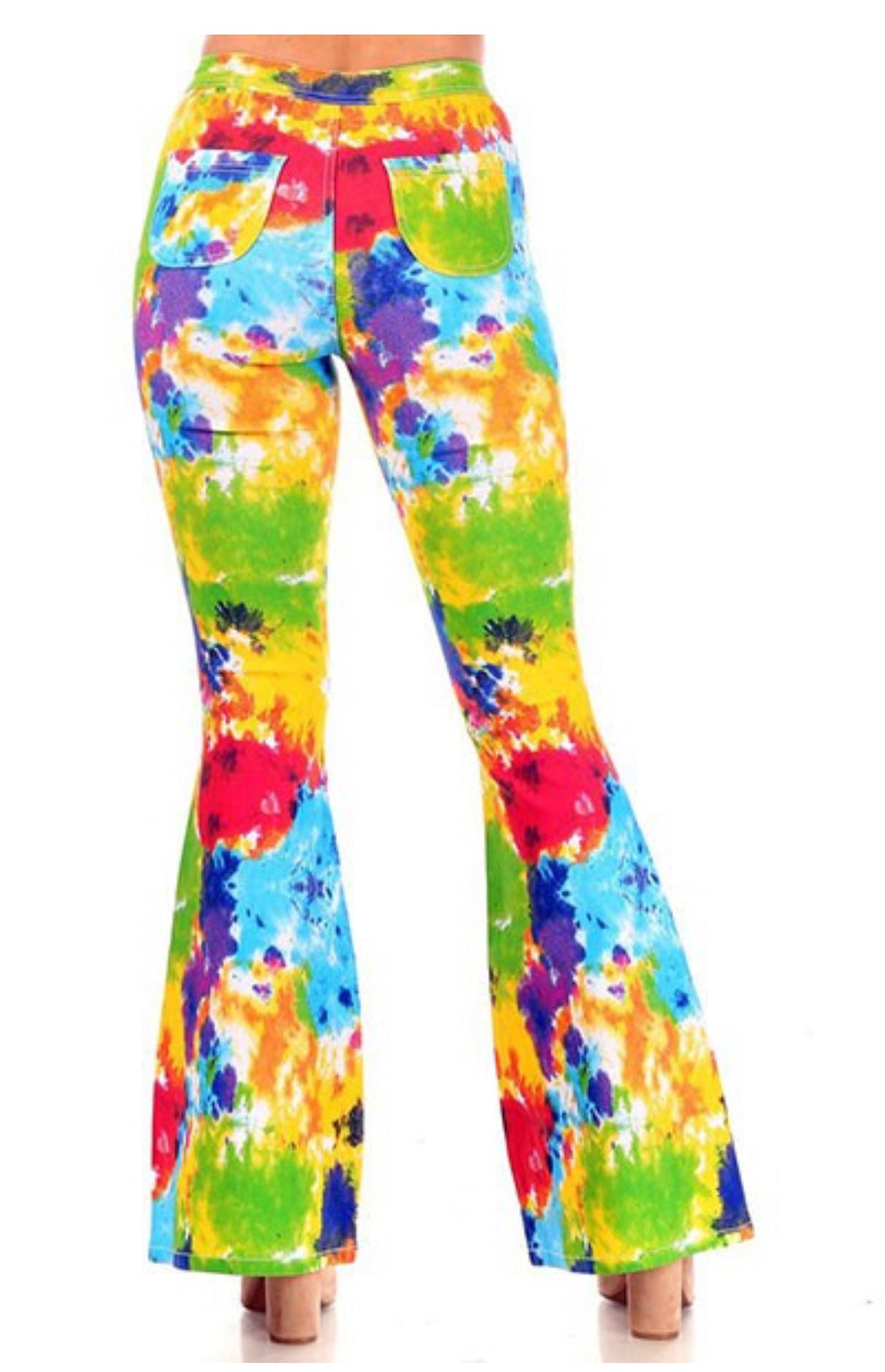 JC JQ Women's High Waist Tie-Dye Multicolor Flare Jagging Jeans
