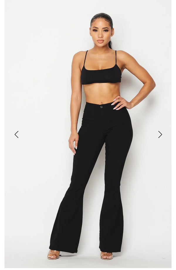 High Waist Flare Bottom Black Denim Jeans
