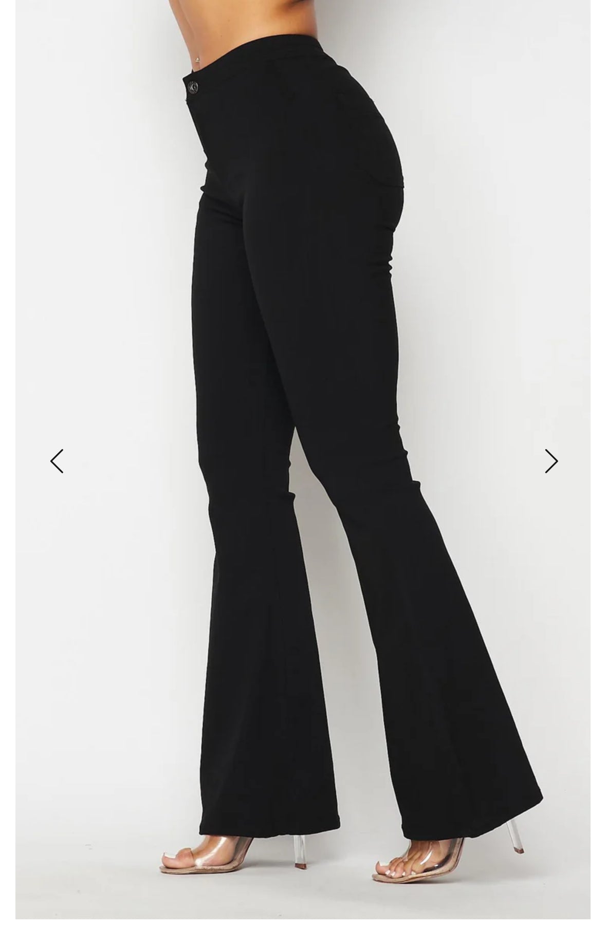 High Waist Flare Bottom Black Denim Jeans