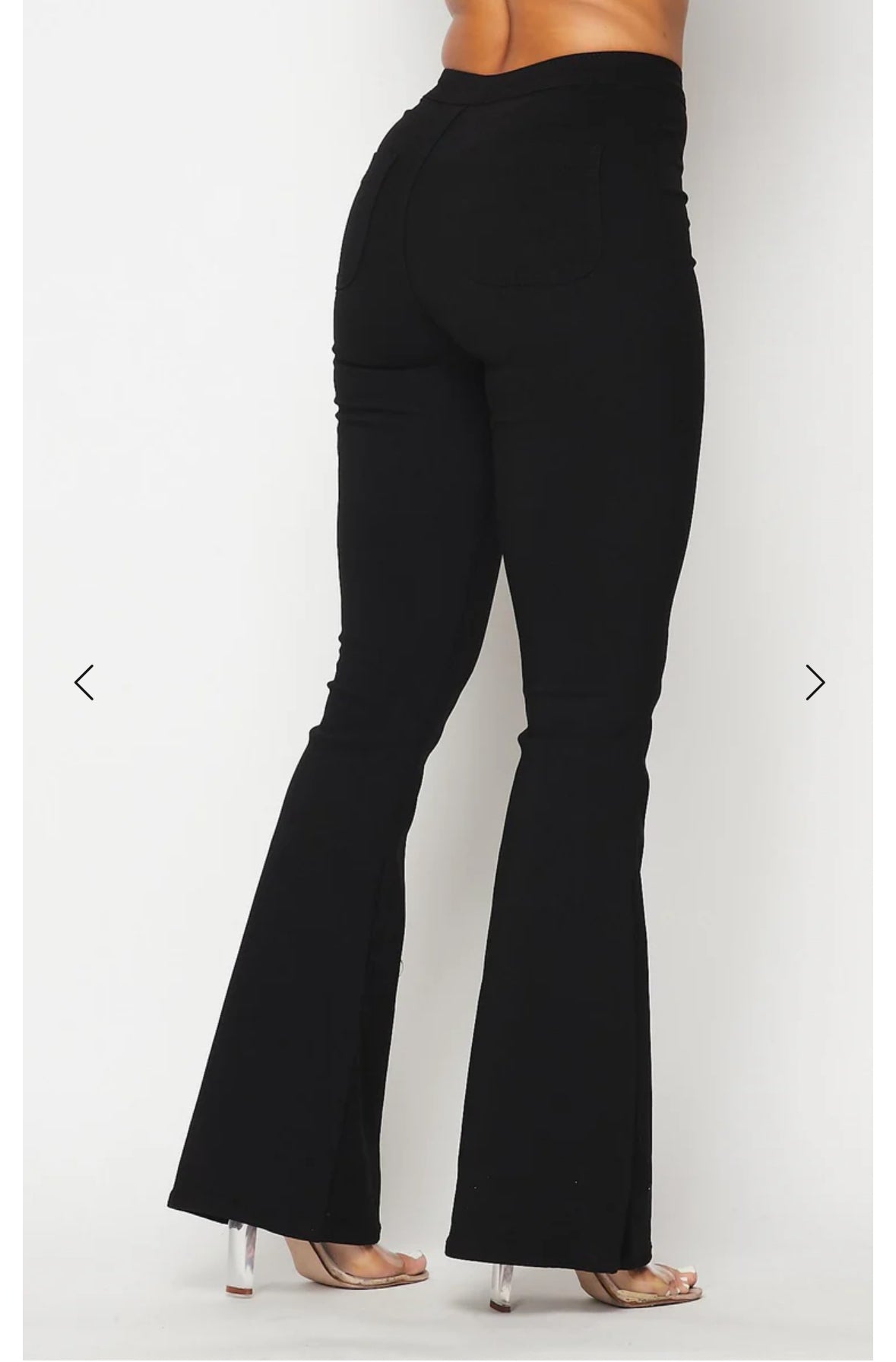 High Waist Flare Bottom Black Denim Jeans