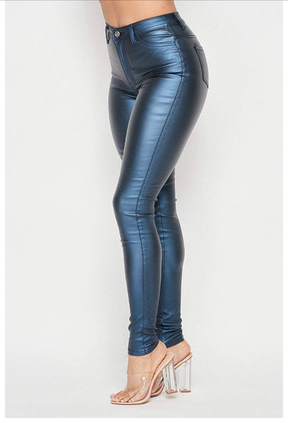 High Waist Metallic Shiny Mermaid Jeans