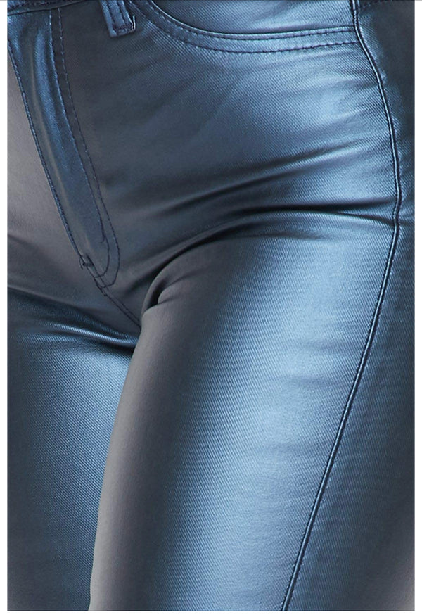 High Waist Metallic Shiny Mermaid Jeans