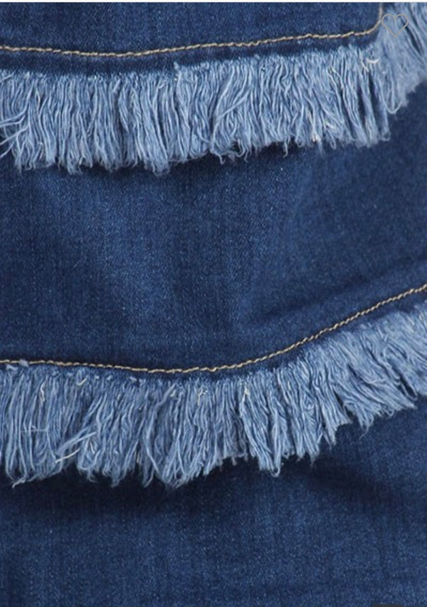 High Waist Distressed Bell Bottom Flared Denim Jeans With Circles