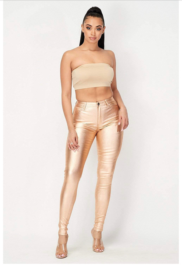 High Waist Metallic Shiny Mermaid Jeans