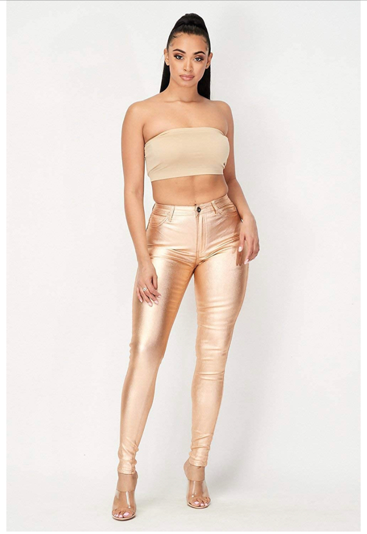 Skinny Jeans for Women - High Waist Gold  Stretch Jeans