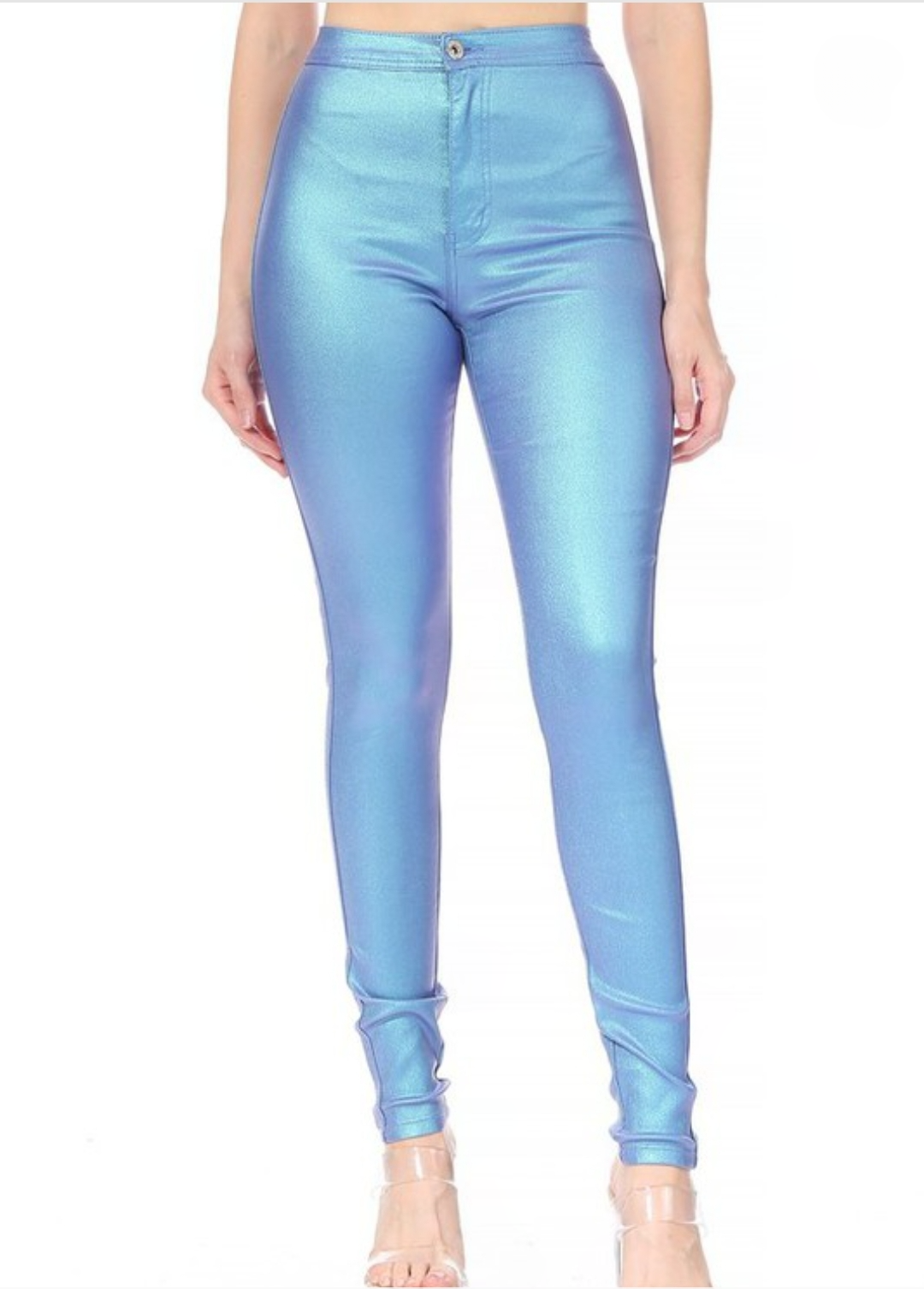 High Waist Skinny Stretch Metallic Jeans