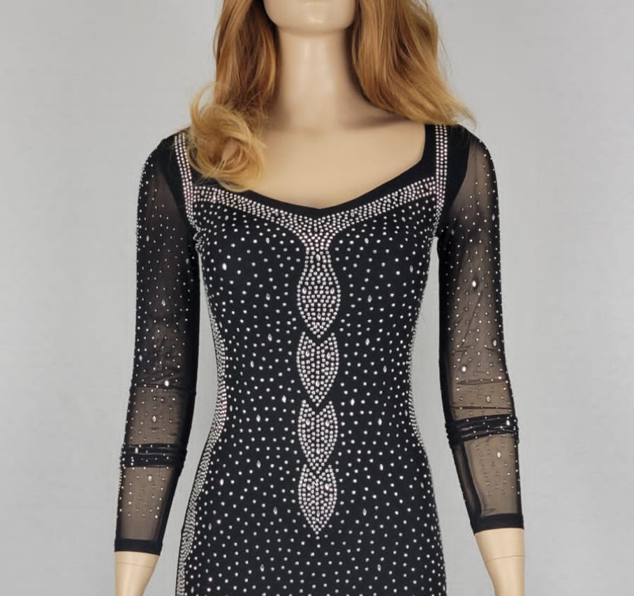 Black Long Sleeve Sequin Dress