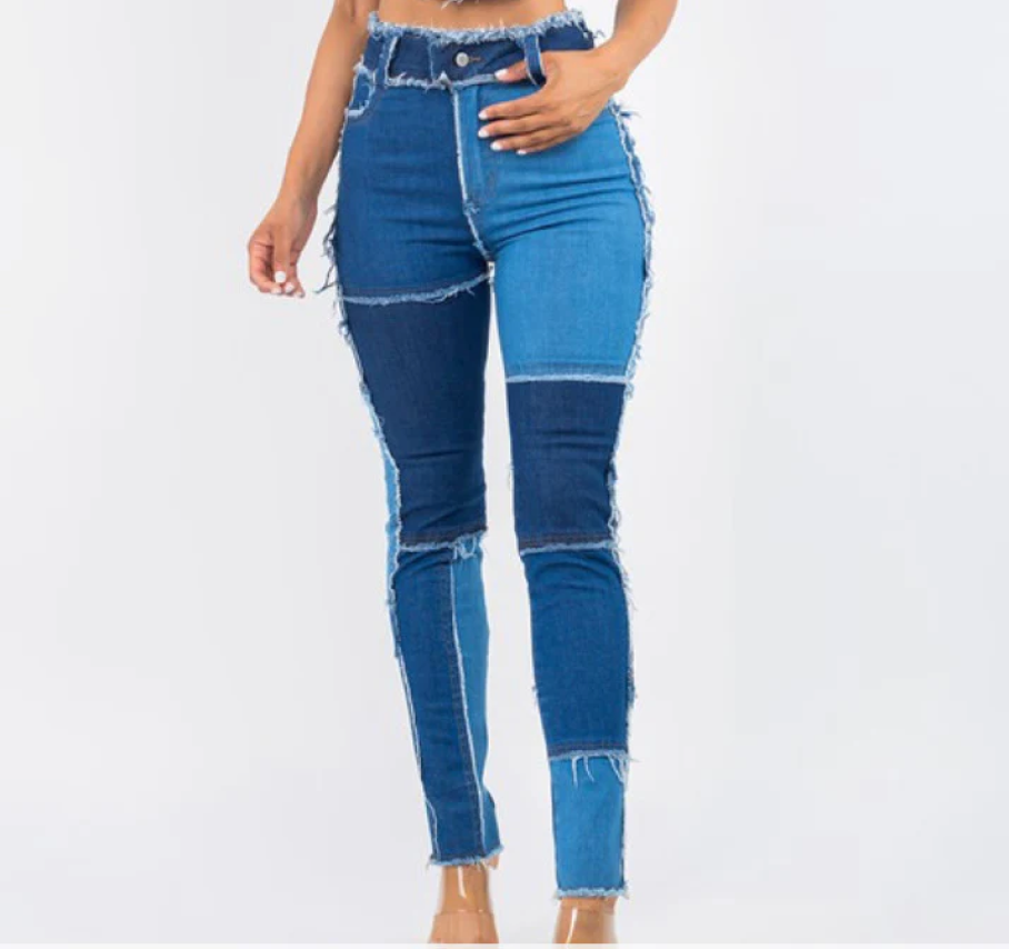 Patch Work Denim Jeans for Women