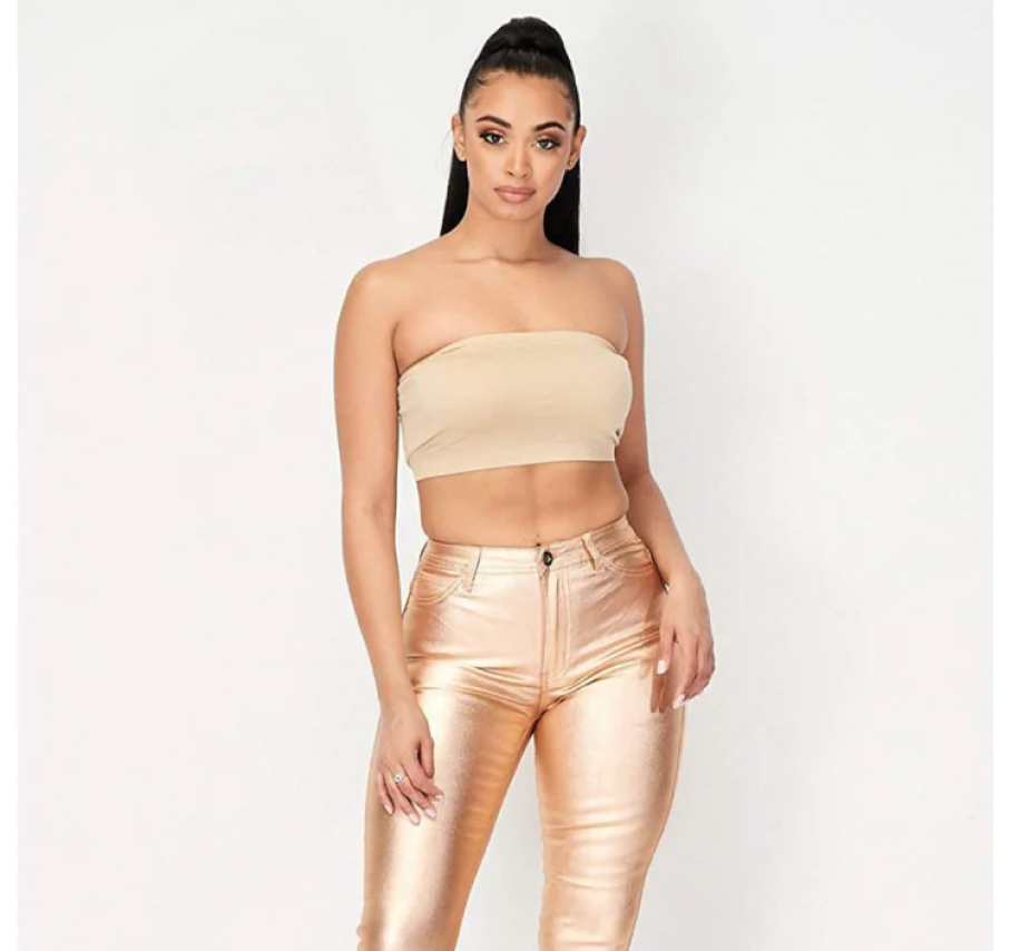 High Waist Metallic Shiny Mermaid Jeans