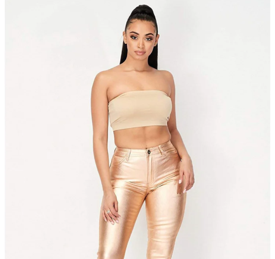 Skinny Jeans for Women - High Waist Gold  Stretch Jeans