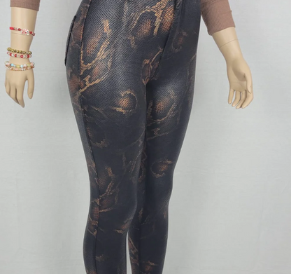 High Waisted Stretch Skinny Snake Print skinny Jeans
