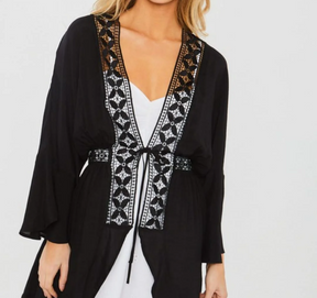 Waterfall Lace Detail Jacket Robe