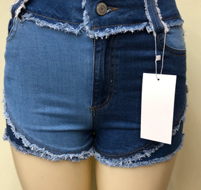 Shorts for Women - Patchwork Denim Shorts