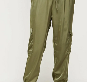 Silk Elastic Waistband Cargo Pant