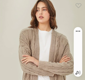 Chenille Cable Knit Oversized Open Front Cardigan