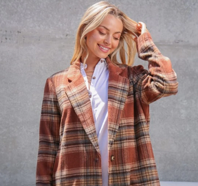 Women Long Plaid Coat