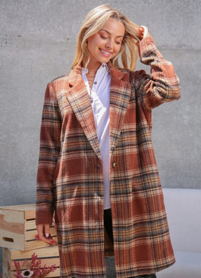 Women Long Plaid Coat