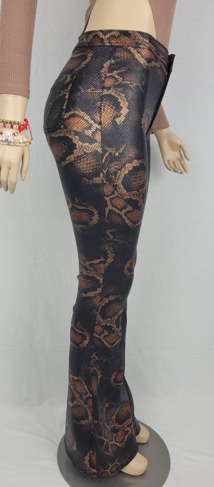 Women Wide Leg Snake Print Jeans