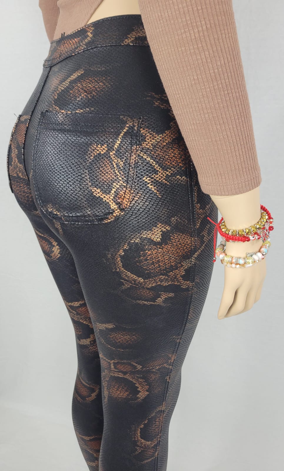 Women Wide Leg Snake Print Jeans