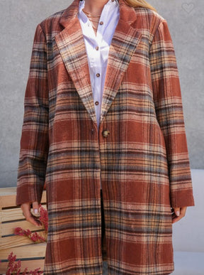 Women Long Plaid Coat