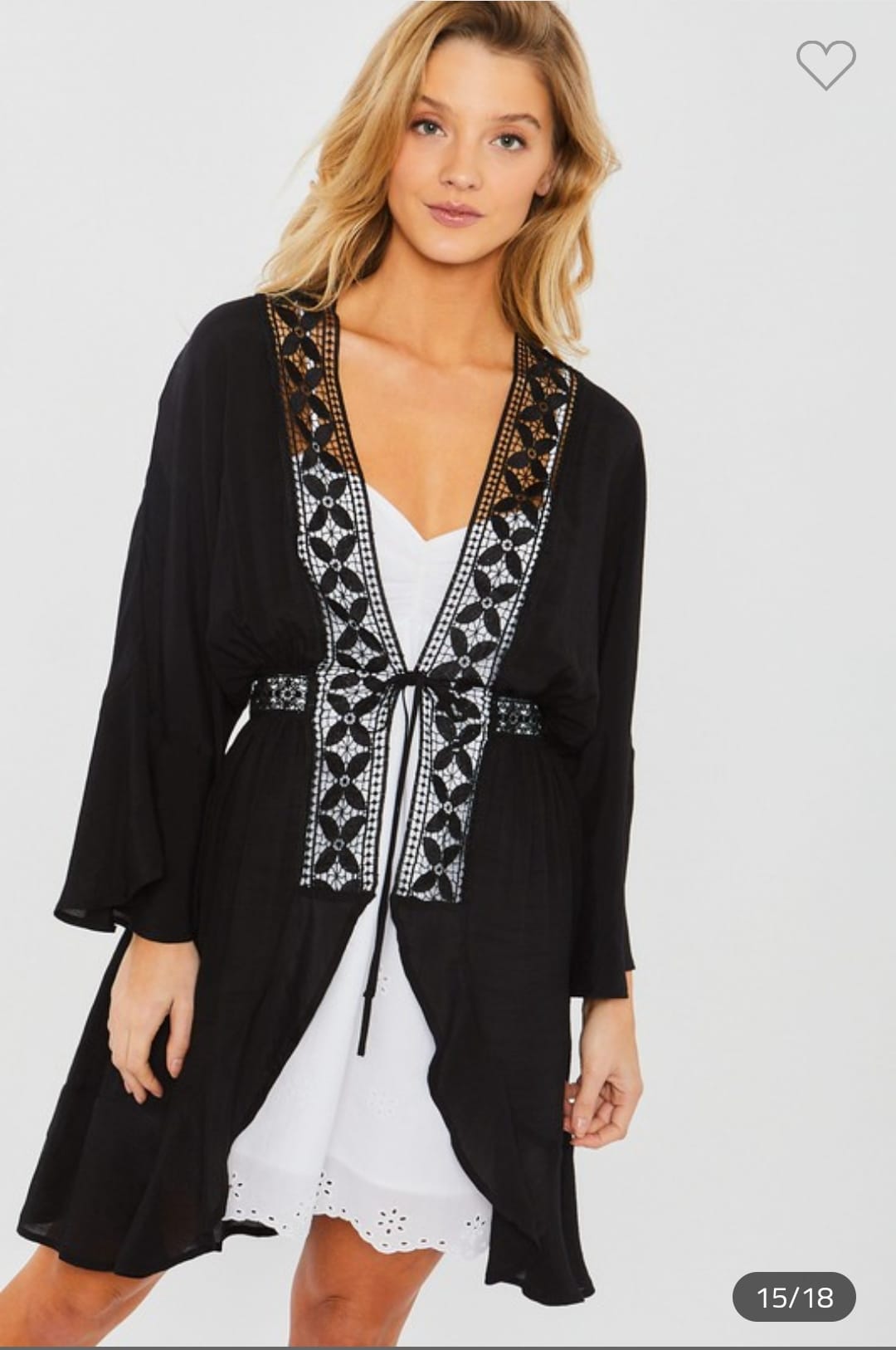 Waterfall Lace Detail Jacket Robe