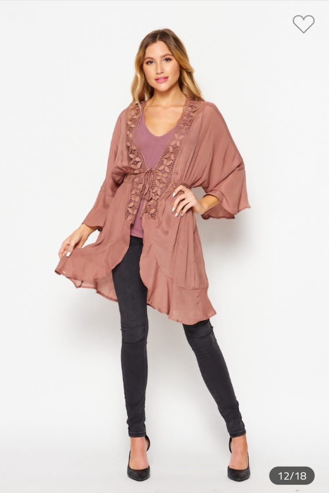 Waterfall Lace Detail Jacket Robe