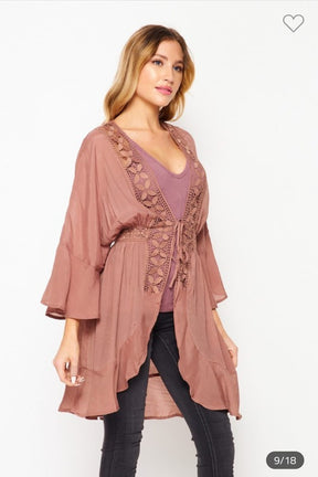 Waterfall Lace Detail Jacket Robe