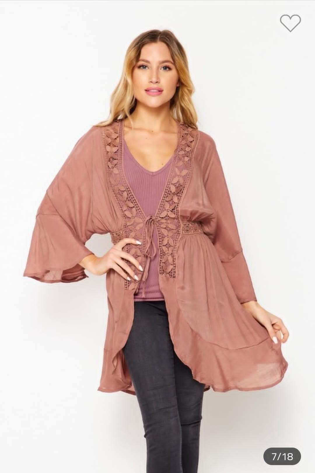 Waterfall Lace Detail Jacket Robe