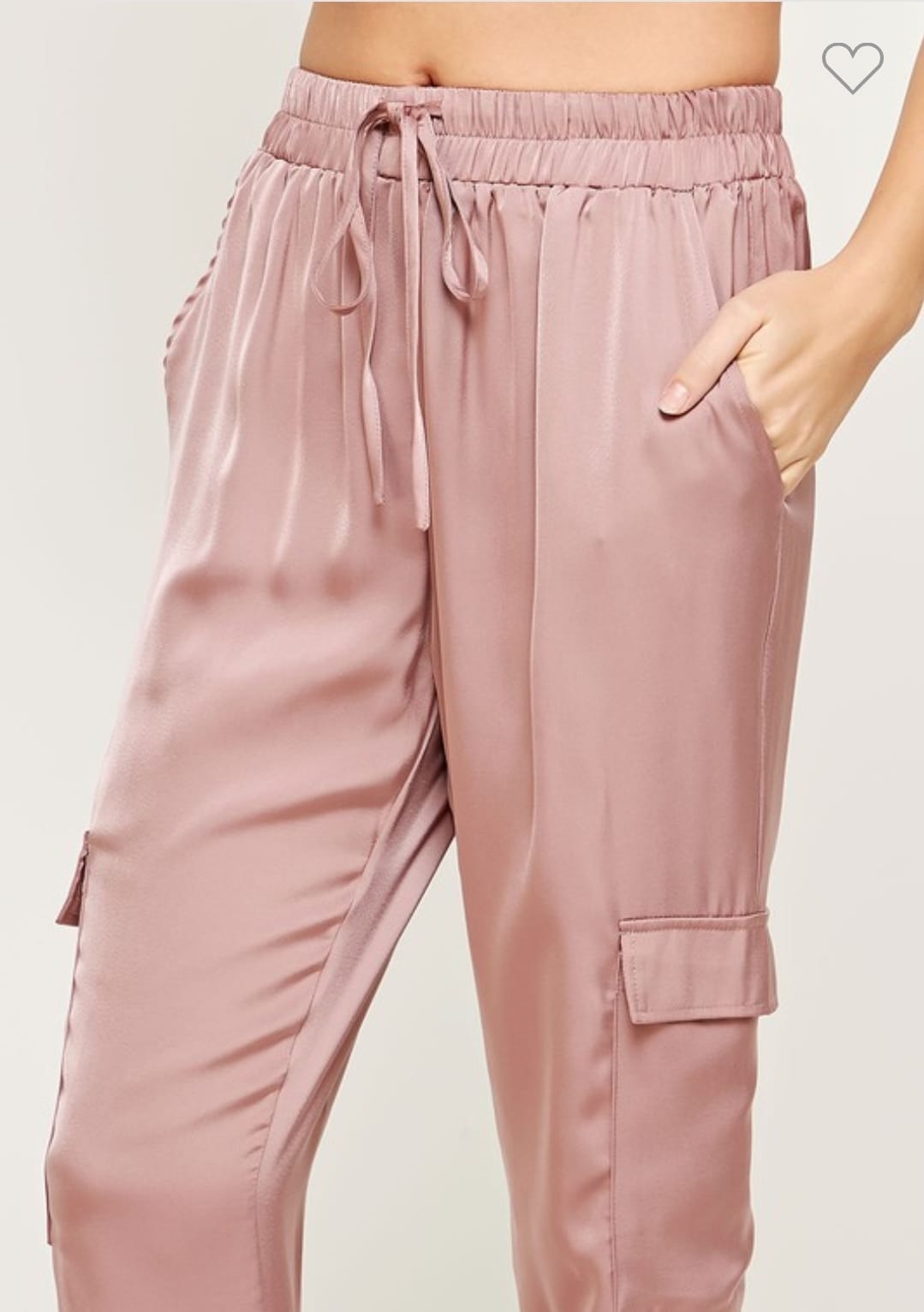 Silk Elastic Waistband Cargo Pant