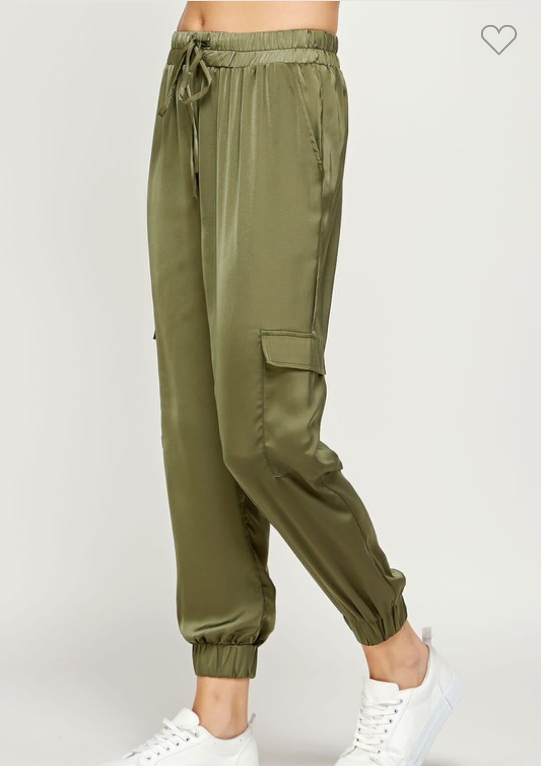 Silk Elastic Waistband Cargo Pant