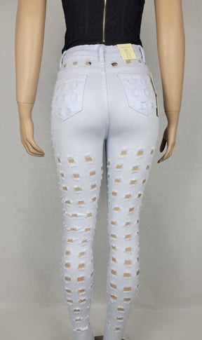 White Distressed High waist Jeans