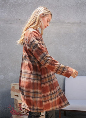 Women Long Plaid Coat