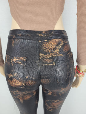 Women Wide Leg Snake Print Jeans