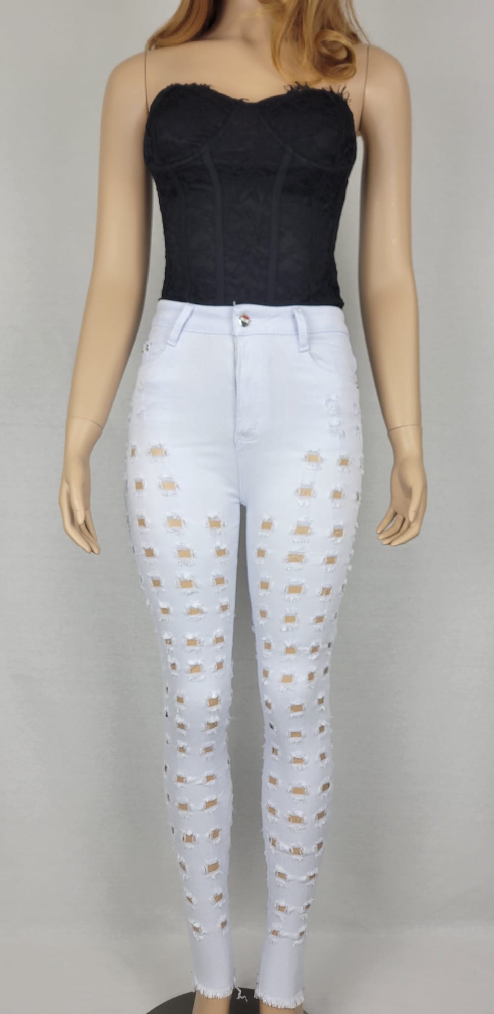 White Distressed High waist Jeans