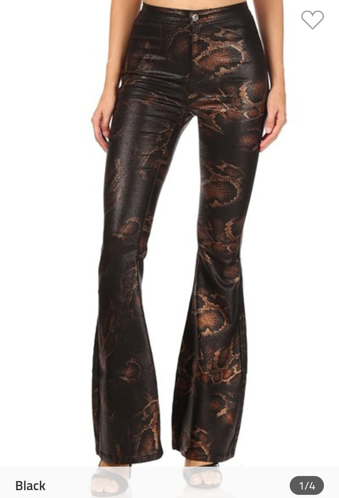 Women Wide Leg Snake Print Jeans