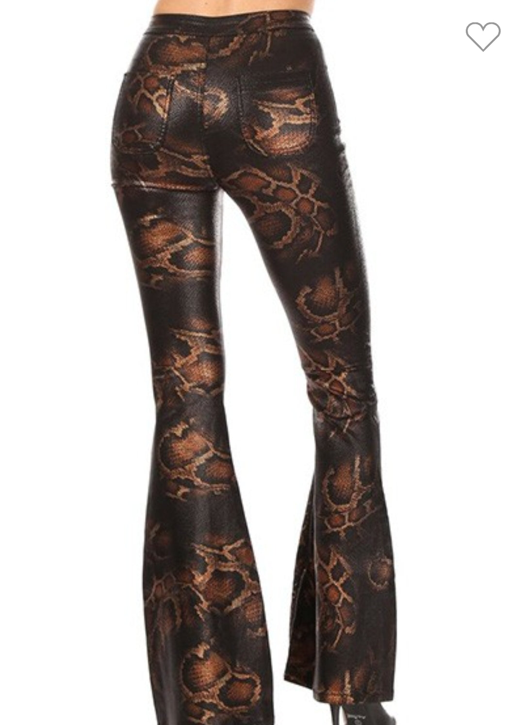 Women Wide Leg Snake Print Jeans