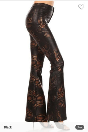 Women Wide Leg Snake Print Jeans