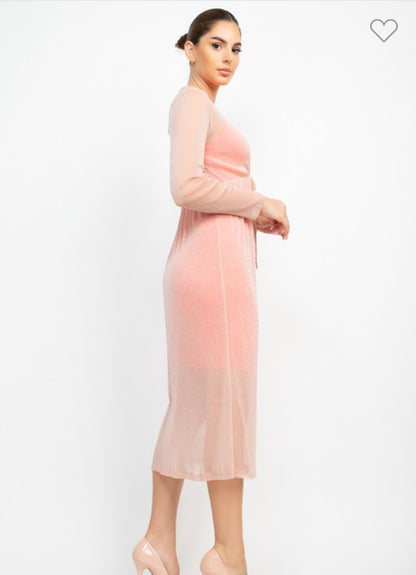 Long Sleeve Mesh Glittery Kimono