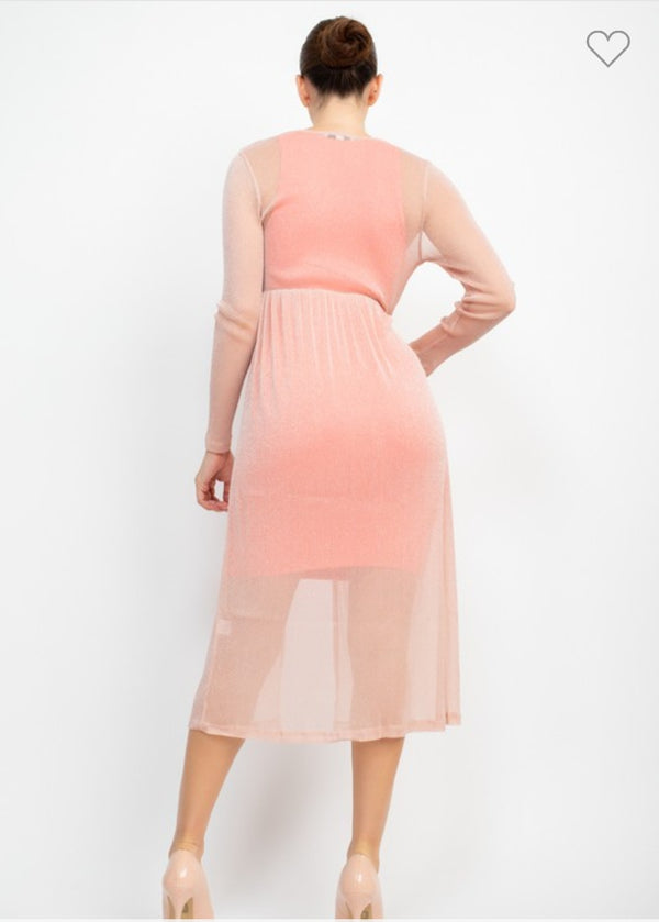 Long Sleeve Mesh Glittery Kimono