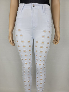 White Distressed High waist Jeans